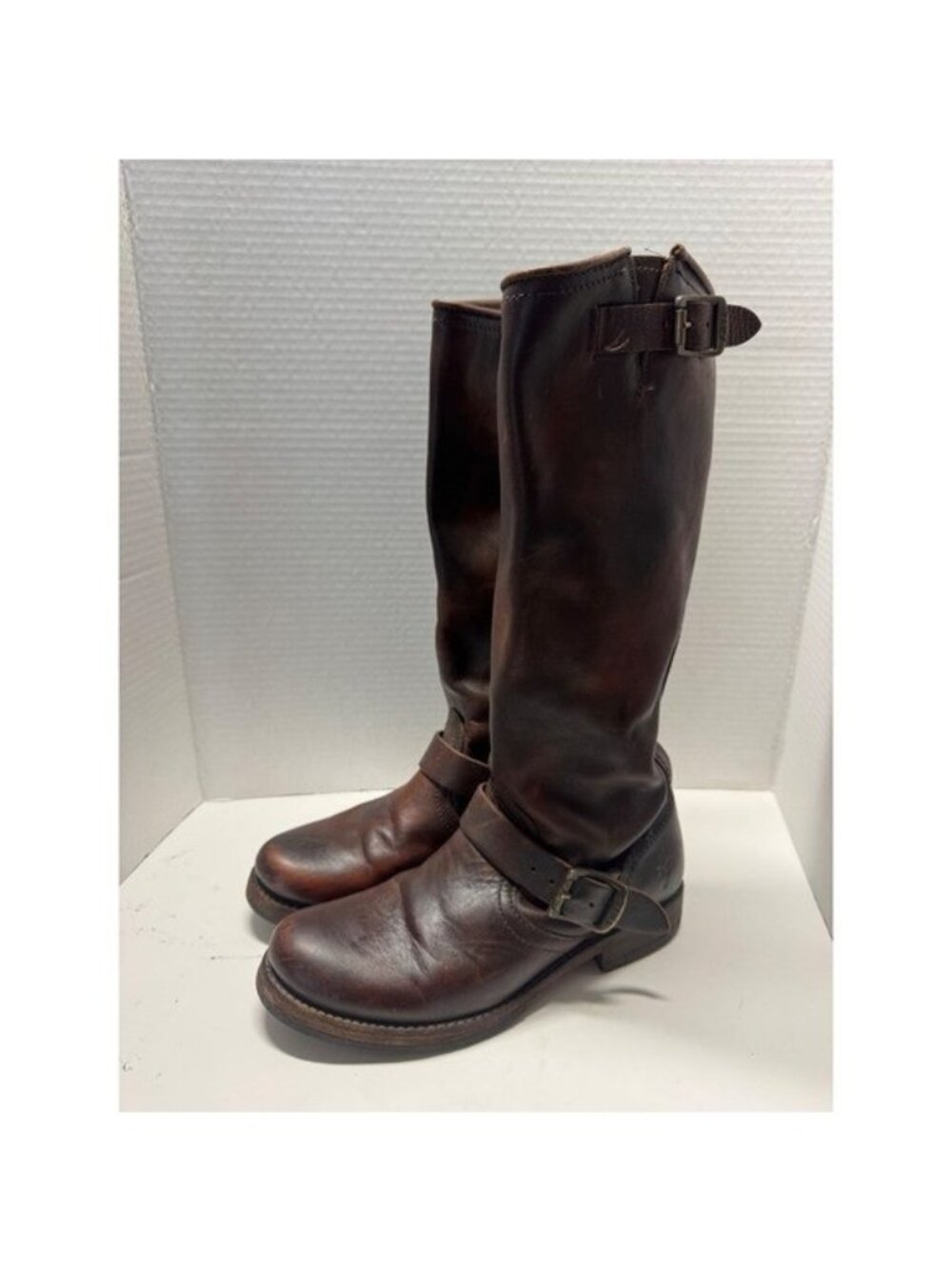 Frye 77609 Veronica Slouch Dark Brown Leather Boots Tall Buckle  Women 7.5 B